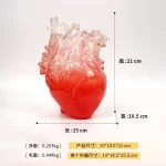 New Transparent Heart Resin Vase Anatomical Heart Flower Vase Ornament Craft Planter Pot For Office Living Room Bedroom Desktop - Image 33