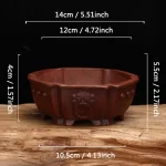 Chinese Antique Purple Clay Relief Flowerpot Tabletop Bonsai Pots Square Macetero Vintage Balcony Decoration Succulent Planters - Image 8