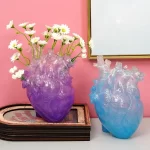New Transparent Heart Resin Vase Anatomical Heart Flower Vase Ornament Craft Planter Pot For Office Living Room Bedroom Desktop - Image 3