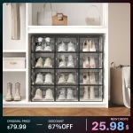 Stackable Shoe Storage Boxes, 15-Pack Plastic Shoe Organizers with Lids, Large Shoe Rack & Holder for Closet, Under Bed, Entrywa - Image 2