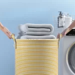 Haundry Thickened Tall Laundry Basket with Handle, Large Collapsible Round Laundry Hamper Bin Laundry Bag for Clothes Storage - Image 4
