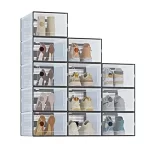 Stackable Shoe Storage Boxes, 15-Pack Plastic Shoe Organizers with Lids, Large Shoe Rack & Holder for Closet, Under Bed, Entrywa - Image 8