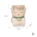 7 inch Cute Angel Girl Face Planter Pot with Drainage Hole, Resin Fairy Tale Planter Ornamental Statues for Home Office Decor - Image 8