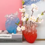 New Transparent Heart Resin Vase Anatomical Heart Flower Vase Ornament Craft Planter Pot For Office Living Room Bedroom Desktop - Image 5