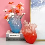 New Transparent Heart Resin Vase Anatomical Heart Flower Vase Ornament Craft Planter Pot For Office Living Room Bedroom Desktop - Image 2