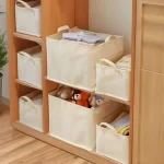 Home storage basket, fabric toy, clothing storage box, canvas frame, Japanese style foldable dirty clothes basket for home use - Image 3