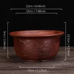 Chinese Antique Purple Clay Relief Flowerpot Tabletop Bonsai Pots Square Macetero Vintage Balcony Decoration Succulent Planters - Image 7