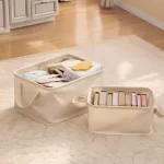 Home storage basket, fabric toy, clothing storage box, canvas frame, Japanese style foldable dirty clothes basket for home use - Image 6