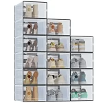 Stackable Shoe Storage Boxes, 15-Pack Plastic Shoe Organizers with Lids, Large Shoe Rack & Holder for Closet, Under Bed, Entrywa