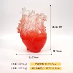New Transparent Heart Resin Vase Anatomical Heart Flower Vase Ornament Craft Planter Pot For Office Living Room Bedroom Desktop - Image 8