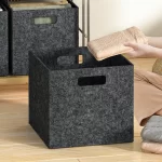 Felt Foldable Wardrobe Storage Square Storage Bin With Dual Handles Felt Storage Basket For Clothes Toy Large Capacity Organizer