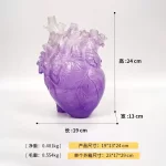 New Transparent Heart Resin Vase Anatomical Heart Flower Vase Ornament Craft Planter Pot For Office Living Room Bedroom Desktop - Image 7