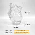 New Transparent Heart Resin Vase Anatomical Heart Flower Vase Ornament Craft Planter Pot For Office Living Room Bedroom Desktop - Image 12