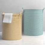 Haundry Thickened Tall Laundry Basket with Handle, Large Collapsible Round Laundry Hamper Bin Laundry Bag for Clothes Storage