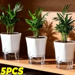 1/5pcs Transparent Self-Watering Plant Flower Pot Lazy Hydroponic Flowerpot Plastic Planters Home Garden Decoraction Planters