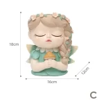 7 inch Cute Angel Girl Face Planter Pot with Drainage Hole, Resin Fairy Tale Planter Ornamental Statues for Home Office Decor - Image 9