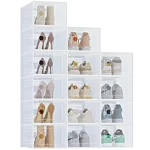 Stackable Shoe Storage Boxes, 15-Pack Plastic Shoe Organizers with Lids, Large Shoe Rack & Holder for Closet, Under Bed, Entrywa - Image 9