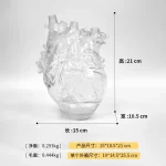 New Transparent Heart Resin Vase Anatomical Heart Flower Vase Ornament Craft Planter Pot For Office Living Room Bedroom Desktop - Image 22