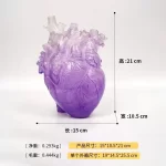 New Transparent Heart Resin Vase Anatomical Heart Flower Vase Ornament Craft Planter Pot For Office Living Room Bedroom Desktop - Image 10