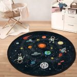 Round Velvet Rug, Non-Slip, Galaxy/Space Print (Multiple Sizes)