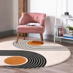 Round Rug, Abstract Circle Carpet, Anti Slip Floor Carpet - Image 5