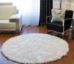 72inches Off White Circular Faux Fur Area Rug - Image 2