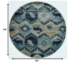 94" Seafoam Machine Woven Geometric Lodge Round Indoor Area Rug - Image 2
