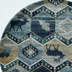 94" Seafoam Machine Woven Geometric Lodge Round Indoor Area Rug - Image 3
