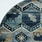94" Seafoam Machine Woven Geometric Lodge Round Indoor Area Rug - Image 4
