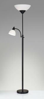 Torchiere Plus Chairside Floor Lamp in Black Metal