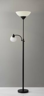 Torchiere Plus Chairside Floor Lamp in Black Metal - Image 2