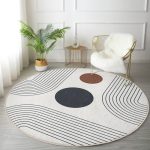 Abstract Round Rug, Minimalist Home Decor Area Rug, Non Slip Circle - Image 6