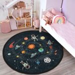 Round Velvet Rug, Non-Slip, Galaxy/Space Print (Multiple Sizes) - Image 3