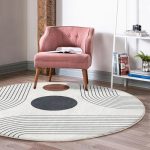 Abstract Round Rug, Minimalist Home Decor Area Rug, Non Slip Circle - Image 3