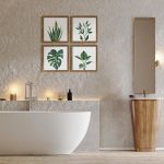 Botanical Framed Wall Art, Set of 4, 10x10, Walnut Frames