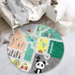 Cute Panda City Baby Room Rug | Homeezone