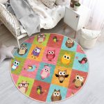 Cute Owls Pattern Kids Room Decorative Washable Round Rug | Homeezone - Image 4