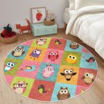 Cute Owls Pattern Kids Room Decorative Washable Round Rug | Homeezone - Image 5