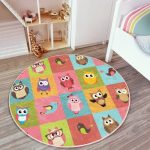 Cute Owls Pattern Kids Room Decorative Washable Round Rug | Homeezone - Image 6