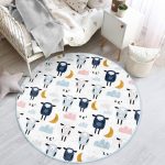 Cute Sheep Pattern Kids Room Washable Round Rug | Homeezone - Image 2