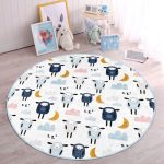 Cute Sheep Pattern Kids Room Washable Round Rug | Homeezone - Image 7