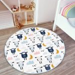 Cute Sheep Pattern Kids Room Washable Round Rug | Homeezone - Image 3