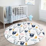 Cute Sheep Pattern Kids Room Washable Round Rug | Homeezone - Image 4