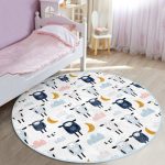 Cute Sheep Pattern Kids Room Washable Round Rug | Homeezone - Image 6