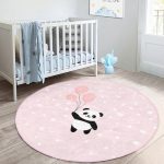Cute Panda with Balloons Pink Girls' Room Rug | Homeezone - Image 6