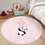 Cute Panda with Balloons Pink Girls' Room Rug | Homeezone - Image 4