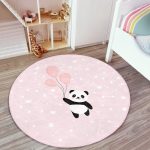 Cute Panda with Balloons Pink Girls' Room Rug | Homeezone - Image 5