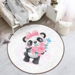 Baby Girl Room Cute Panda Pattern Washable Round Rug | Homeezone - Image 4