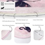 Cute Little Pink Kitty Pattern Kids Room Washable Round Rug | - Image 3