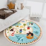 Pirates Printed Kids Room Round Rug, Cute Pirate Ship Design Nursery - Image 2